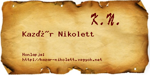 Kazár Nikolett névjegykártya